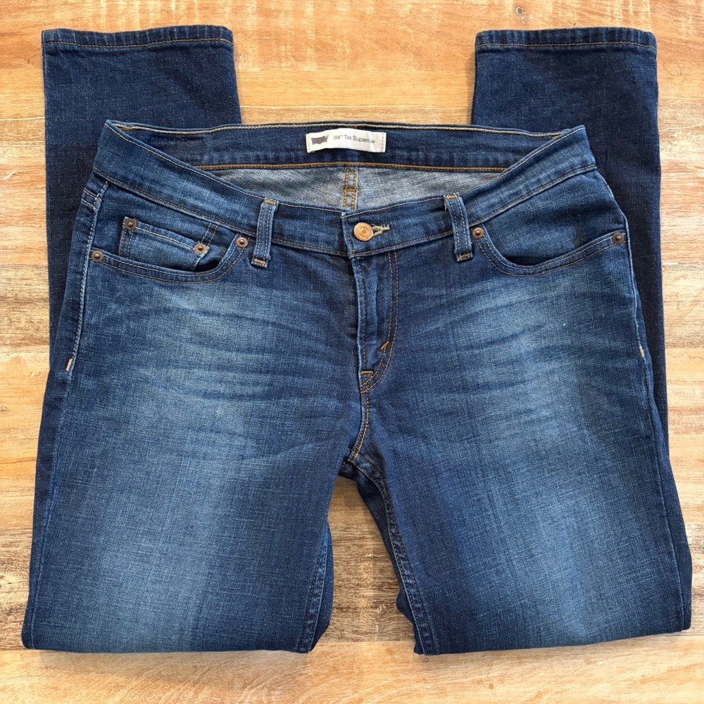 Levis 524 Too Superlow Jeans Womens 11S Dark Wash Slim Straight Denim W30 Y2K - Picture 4 of 10